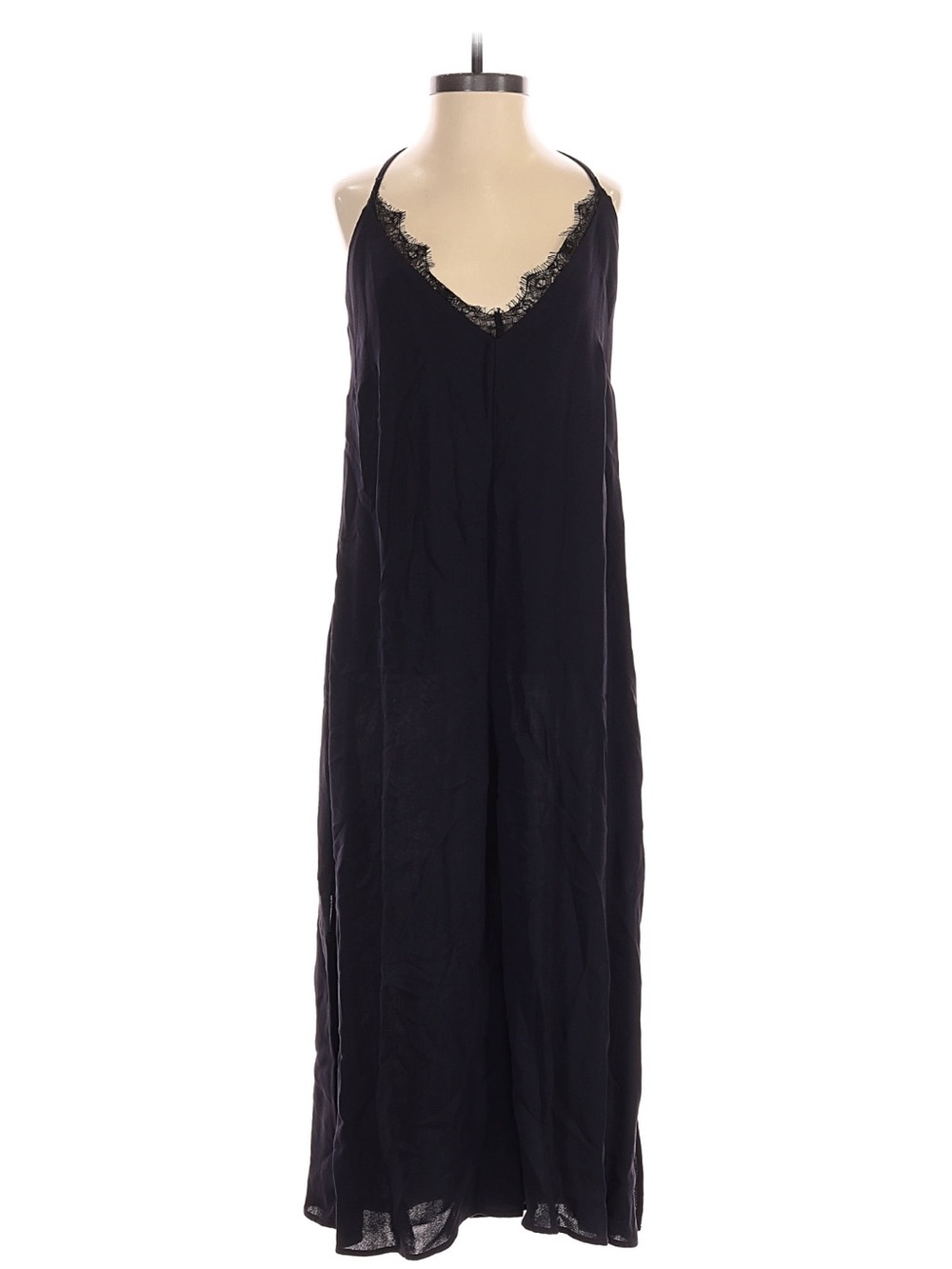 French Connection Black Lace-Trim Slip Jumpsuit